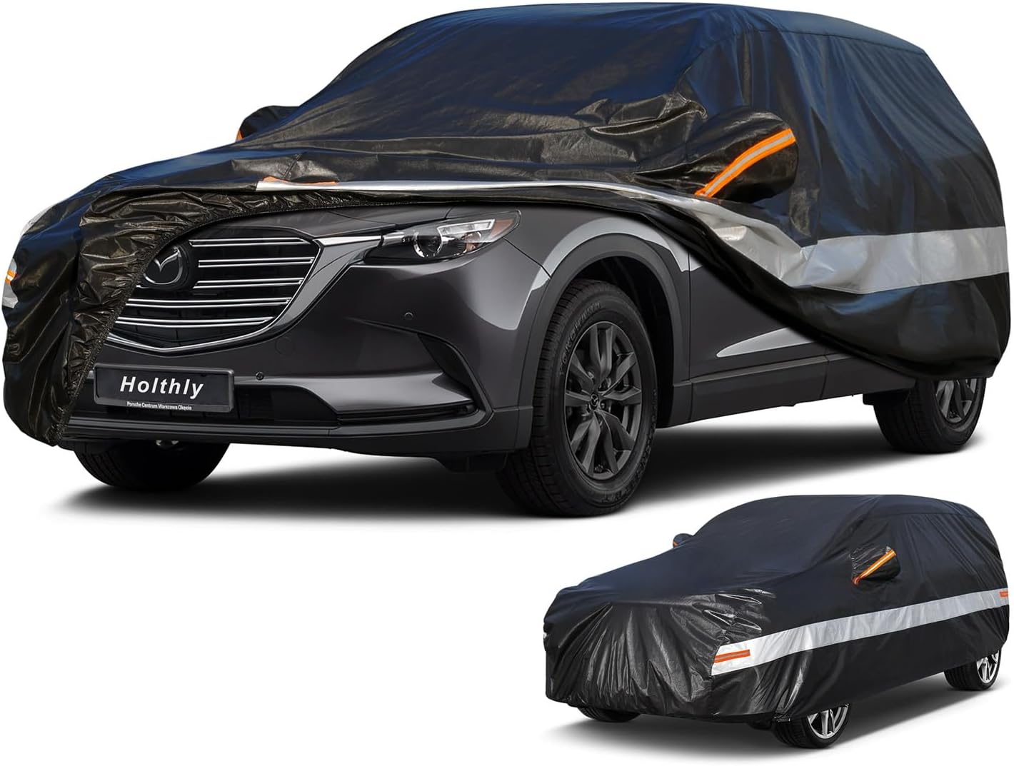 10 Layers SUV Car Cover Custom Fit for Mazda CX9/CX90 (2007-2025) Waterproof All Weather for Automobiles, Outdoor Full Cover Sun UV Rain Protection with Cotton.Black