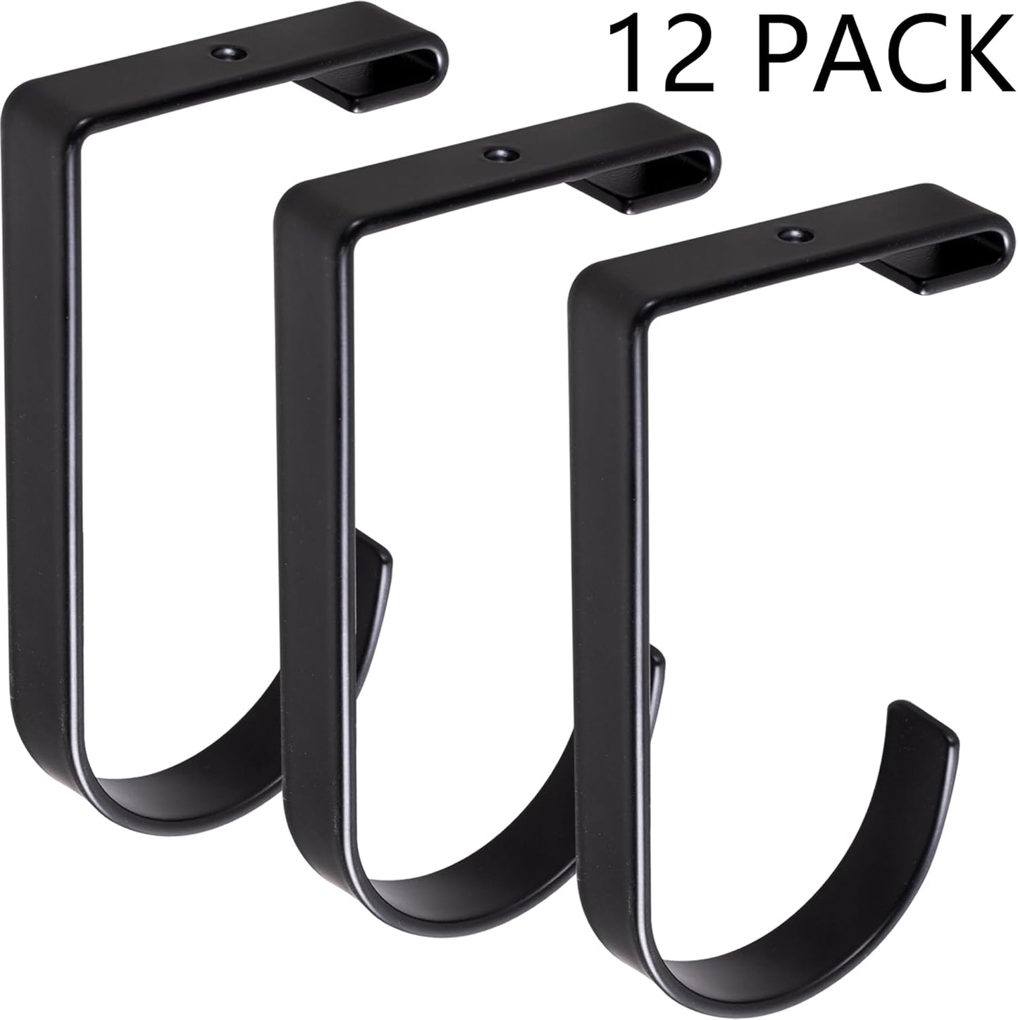 12-Pack Heavy Duty Add-On Storage Flat Hook Accessory for Garage Ceiling Storage Rack and Wall Shelving,Alloy Steel, Black-Suitable for FLEXINOUMTS Ceiling Storage Racks and Wall Shelves