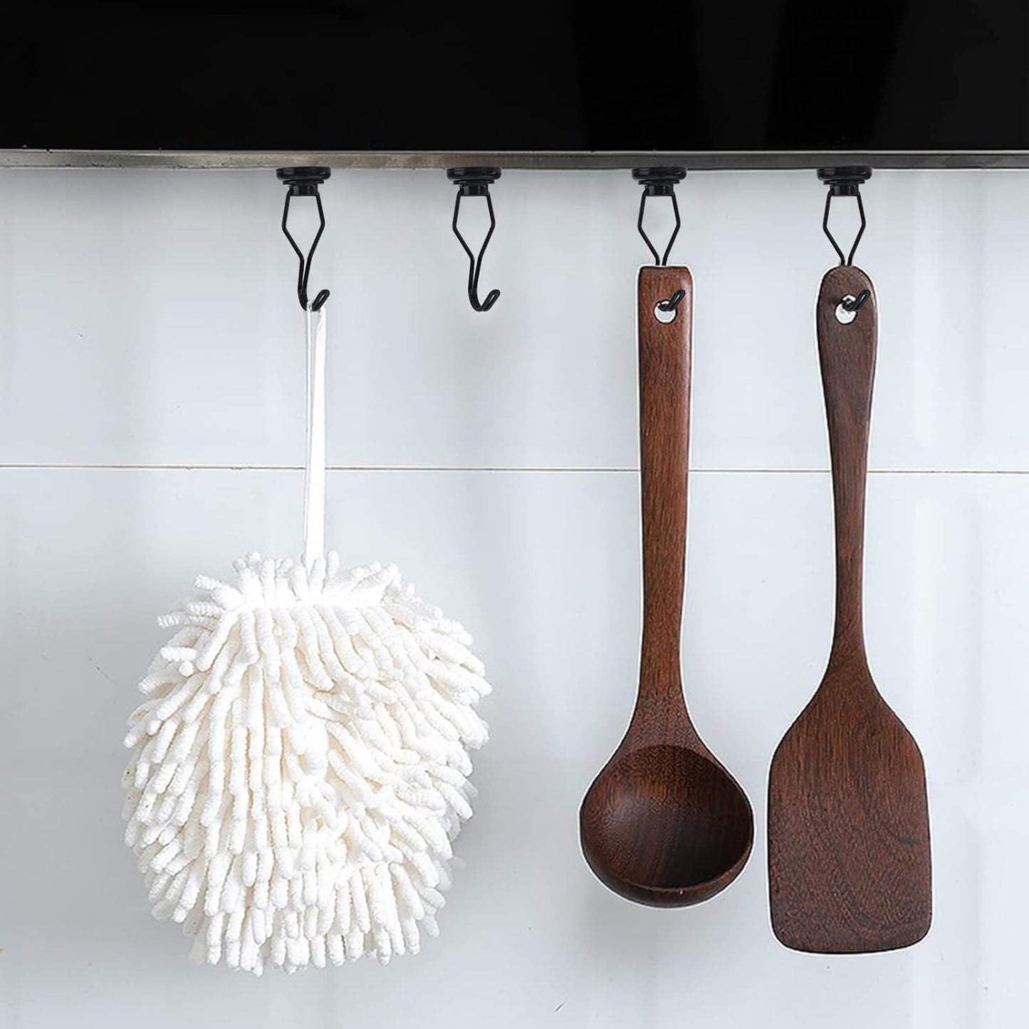 MIKEDE Black Magnetic Hooks Heavy Duty, 60 lb+ Strong Swivel Swing Neodymium Magnetic Hooks for Hanging, Strong Magnet Hanger for Cruise Cabins, Locker, Toolbox, Home, Kitchen - Pack of 10