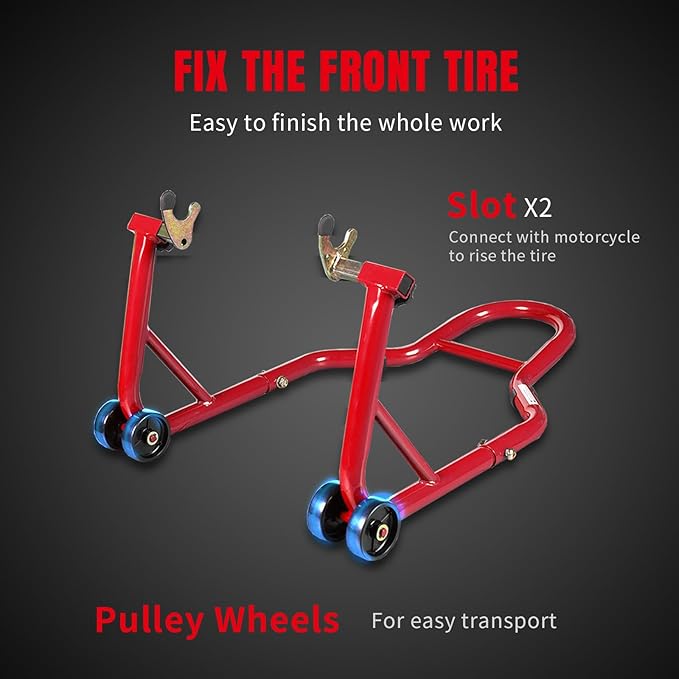 Motorcycle Stand Lift, Universal Paddock Lift Stand, 1100lbs Front Rear Combo Stand Lift Stand, Rear U+L Fork Swingarm Spool Stand 2-Pack