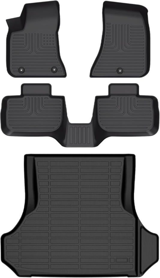 AIPOIL® Floor Mats & Cargo Liner Set for 2011-2023 Dodge Charger RWD & Chrysler 300 RWD All Weather Protection TPE Anti-Slip Automotive Full Set Custom Car Mats Accessories - Black