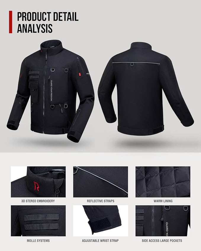 Motorcycle Jacket, CE Certified Class A, Winter Windproof Riding Jacket for Cold Weather with Removable Warm Liner XL