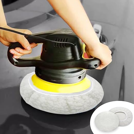 6 PCS Car Buffing Pads for 9-10 Inch Orbital Polisher, Lamb Fleece Polishing Pad Buffer Polisher Bonnets, 9-10 Inch Polishing Pads Cover Waxing Pads for Car Detailing (White)