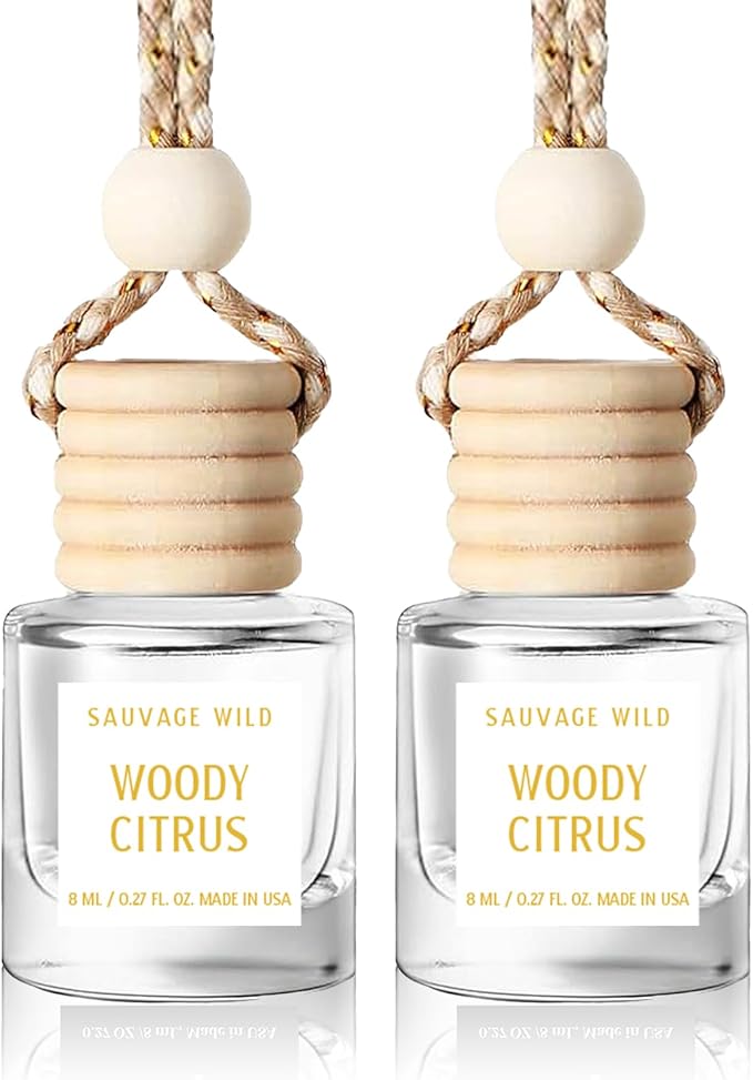 C Classy Car Air Freshener Hanging 2 Pack, Woody Citrus Essential Oil Diffuser for Cars, Cute Car Accessories, Long-Lasting Fragrance, C ar Air Fresheners for Women & Men Gift, Made in USA