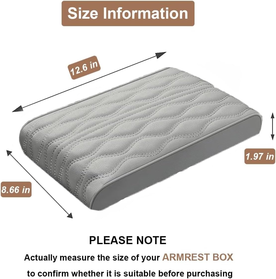 Car Center Console Cover, Memory Foam Car Armrest Cushion, Beige Auto Arm Rest Pad, Leather Arm Rest Covering Car, Hand Rest Pillow for SUV/Truck/Vehicle (Gray)