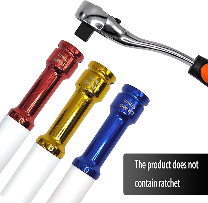 3Pcs Lug Nut Socket Set 1/2" Drive Impact Tools, Power Impact Lug Nut Socket, Non-marring & Extra-Long Thin Wall Wheel Protector Impact Deep Socket, Inch Sizes 17mm, 19mm, 21mm
