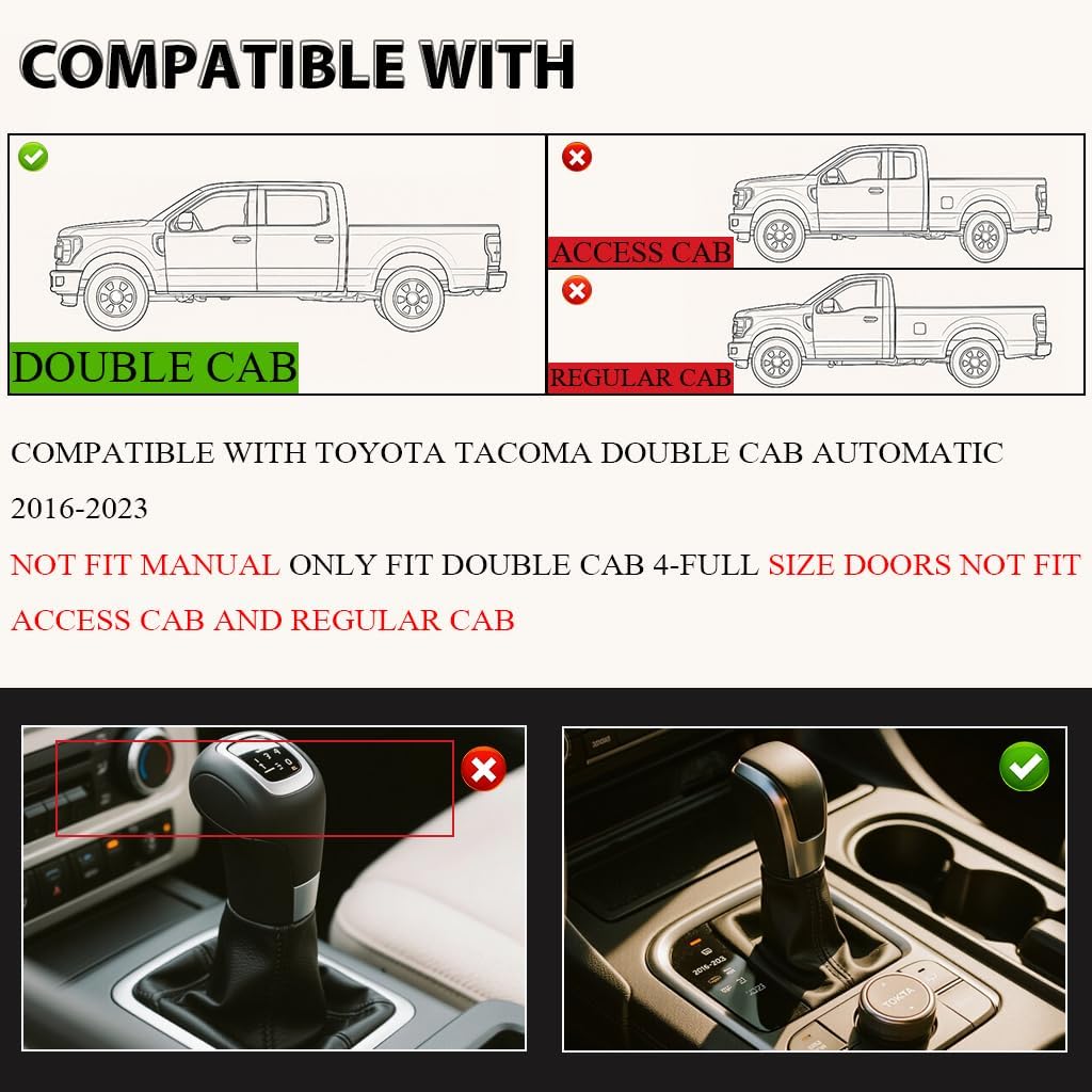 G-PLUS Floor Mats Fit for Toyota Tacoma 2016-2023 Double Cab(Only Fit Automatic) TPE All Weather Custom Fit Floor Liners for Tacoma 1st & 2nd Row Car Floor Mats Accessories