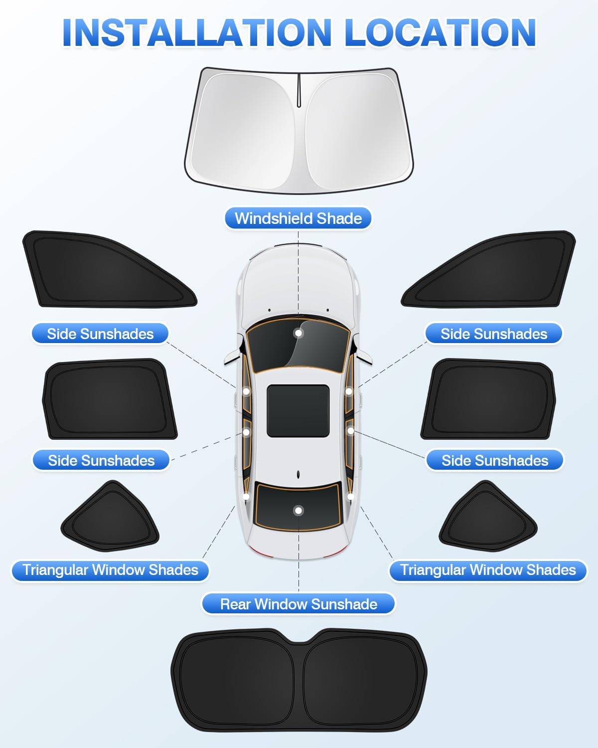 Sunshades for 2025 2026 Subaru Forester Accessories Windshield Sun Shade Side Rear Window Shade Cover Sun Visor Shield Privacy Protection Keep Vehicle Cool Black 8PCS