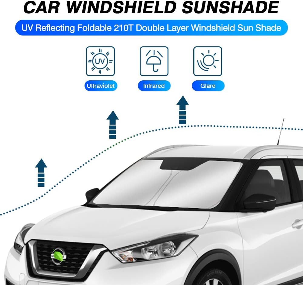 KUST Windshield Sun Shade for 2018-2023 2024 Nissan Kicks Accessories Sunshade Window Sun Visor Protector Foldable Blocks UV Rays Keep Your Car Cooler
