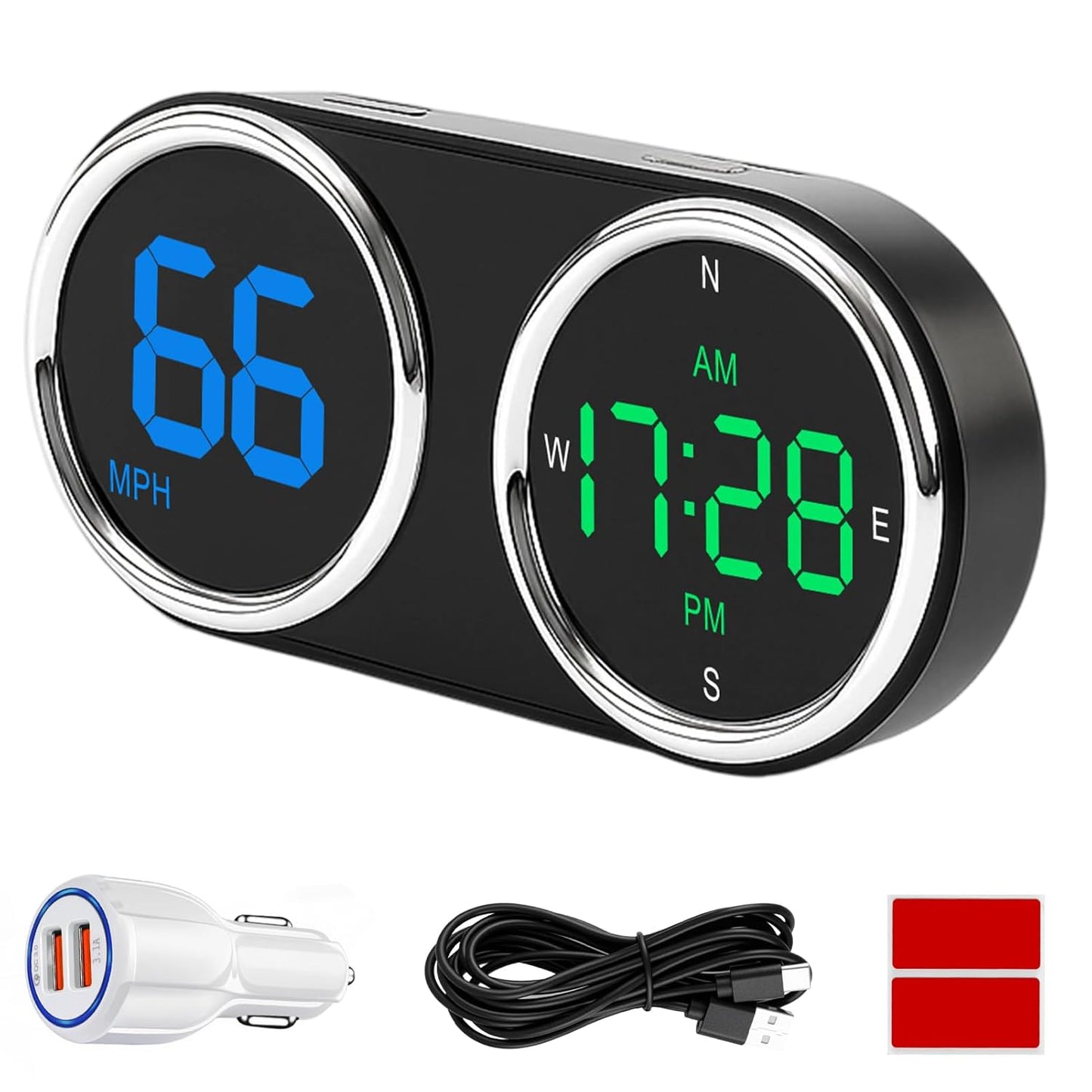 GPS Digital Speedometer for Car MPH, Universal HUD Speed Meter with LED Large Font, Plug Play for Car Truck Motor SUV Golf Cart All Vehicles (Colorful MPH KM/H Speedometer)