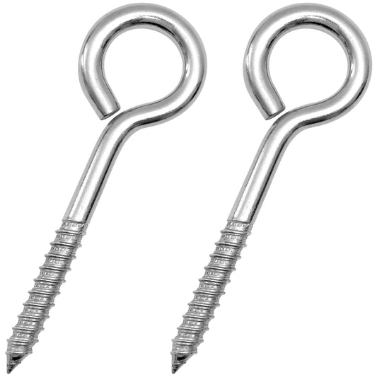 2Pcs Self Tapping Eyelet Screw Eye Bolt，6 Inch Heavy Duty Screw Eyes Hooks ，M10 Wooden Large Screw Eye Hook，Load Capacity 800 Lbs for Hammock ，Yoga，Heavy Indoor Outdoor Uses (2, M10-6 INCH)