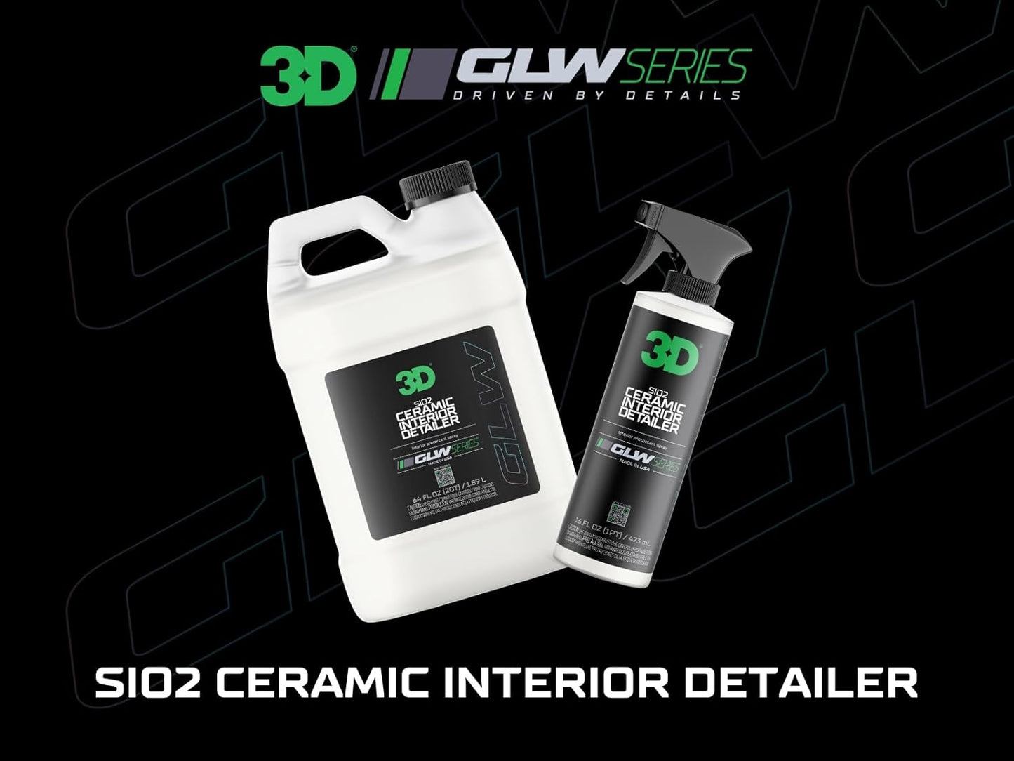 3D SiO2 Interior Detailer, GLW Series | Ultimate Deep Cleaning | Ultra Ceramic Protectant |Safe on Leather, Vinyl, Plastic & More | Removes Dust, Dirt, Grease | DIY Car Detailing | 64 oz