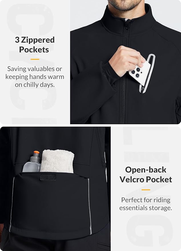 baleaf Men's Winter Cycling Jackets Water Resistant Thermal Running Softshell Jacket Warm Cold Weather Pockets