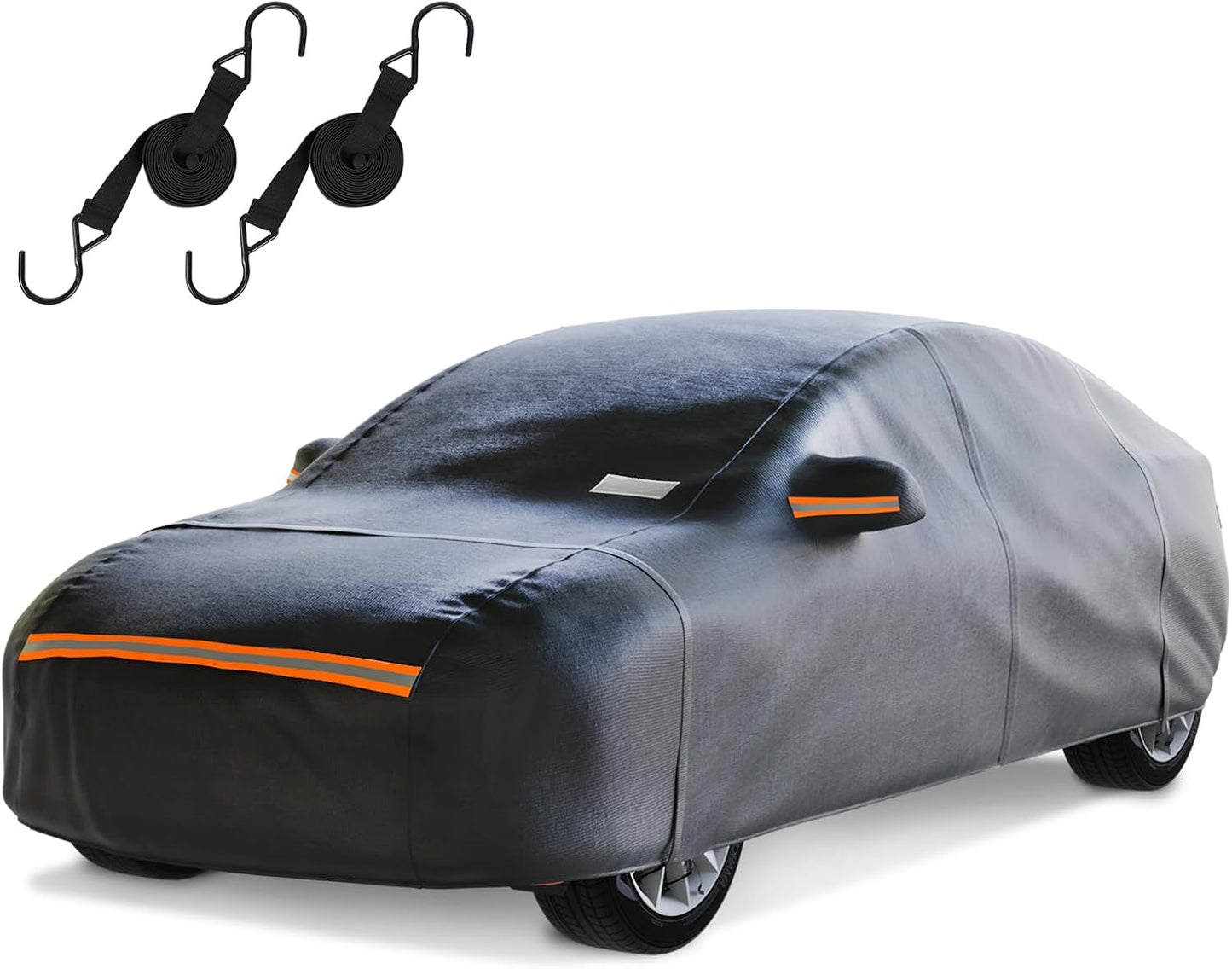 Sedan Car Cover Waterproof All Weather for Automobiles，Outdoor Heavy Duty Full Exterior Covers with Zipper Door, Rain Sun Snow Dust UV Protection, Windproof Straps & Reflective Strips(Up to 213")