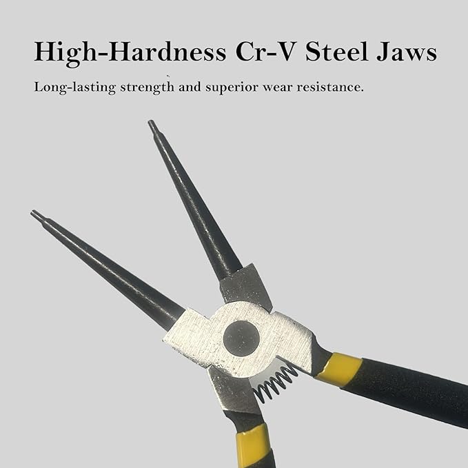 4 PCS Snap Ring Pliers Set – 7" Internal & External Circlip Pliers with Straight/Bent Jaw Tips, Heavy Duty CR-V Steel Retaining Ring Pliers Kit with Storage Box