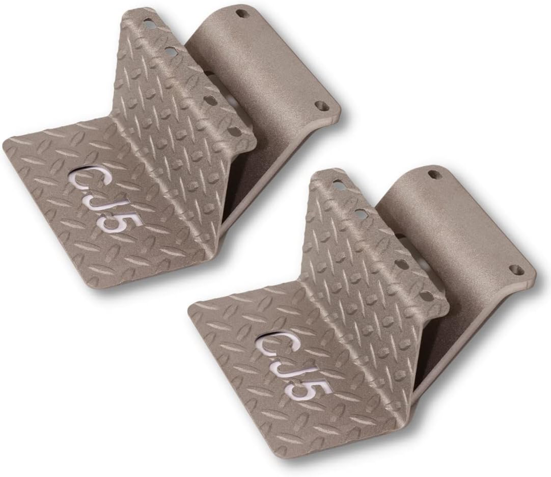 CJ5 Side Steps Compatible with Jeep © CJ Vehicles (Pair) - Solid Steel Construction - Metal Diamond Treadplate Traction Design - Universal Fitment on Classic CJ-5 (CJ5 Cutout)