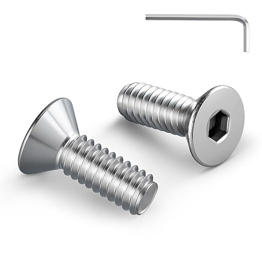 1/4-20 Bolt, 1/4-20 x 3/4 Inch Flat Socket Head Screws 30Pcs, 304 Stainless Steel 18-8 Countersunk Bolts, Full Thread, with Hex Spanner