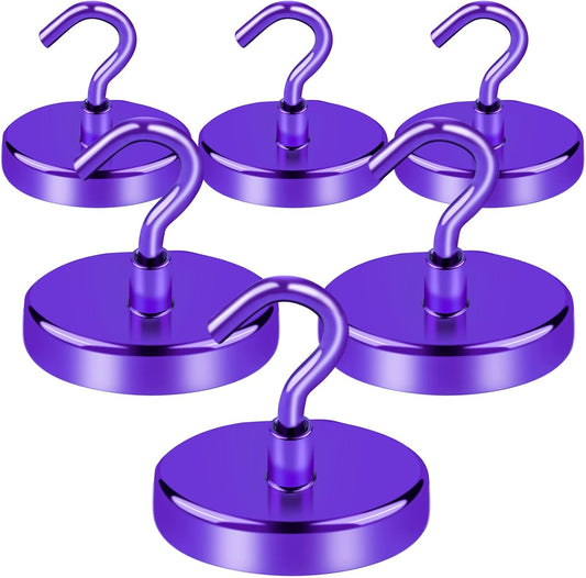 LOVIMAG Cruise Essentials, 150Lbs Cruise Door Magnets, Purple Magnet Hooks for Cruise Cabin Strong Magnetic Hooks for Hanging, Refrigerator, Celling -6 Pack