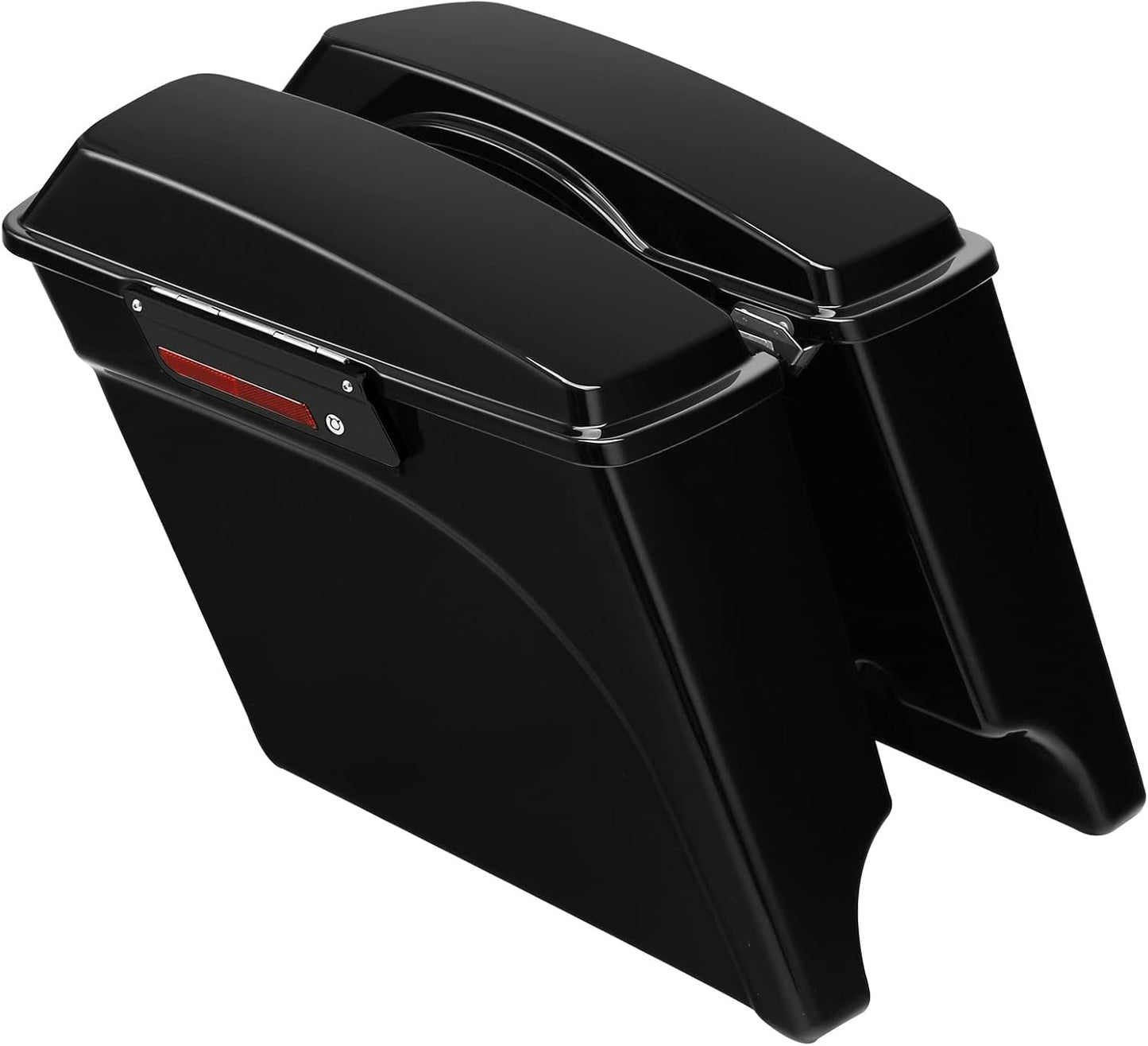 XFMT Motorcycle Stretched Saddlebags Vivid Black 5" Extended Hard Saddle Bags W/Black Latches For Harley Touring Road King Street Glide Road Glide Electra Glide Ultra Classic 1993-2013