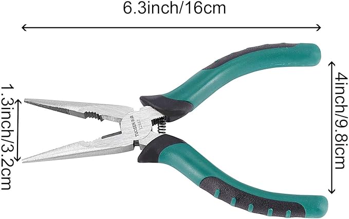 8 PCS 6.3 Inch Spring Needle Nose Pliers, Heavy Duty Steel Nose Side Cutting Pliers Nonslip Rubber Handle Wire Cutter for Crimping Looping Shearing
