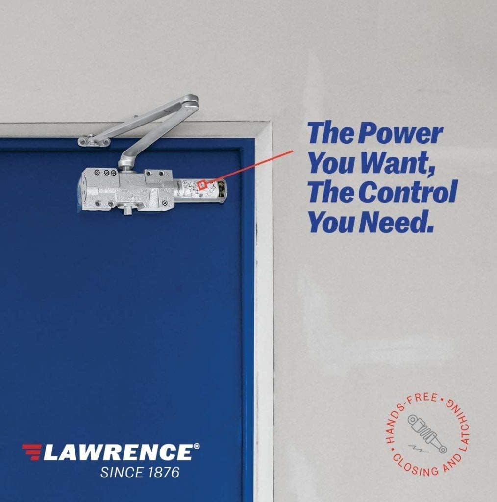 Lawrence Extra Heavy Duty Door Closer Commercial Grade 1 - Adjustable 6-Speed Delayed-Action Door Control with 3 Pistons – Flexible Installation with Included Hardware - Embassy Series LH8016