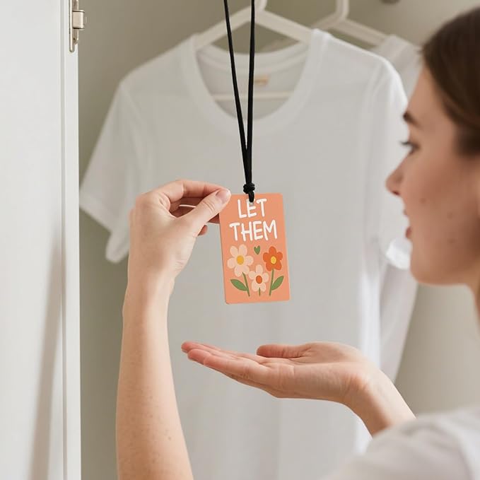Natural Positive Vibes Car Air Fresheners 4 - Pack Cheerful Floral & Sunshine Designs Gifts for Women&Children Hanging Air Freshener for Therapy Office Classroom Cars Closet Drawer Books