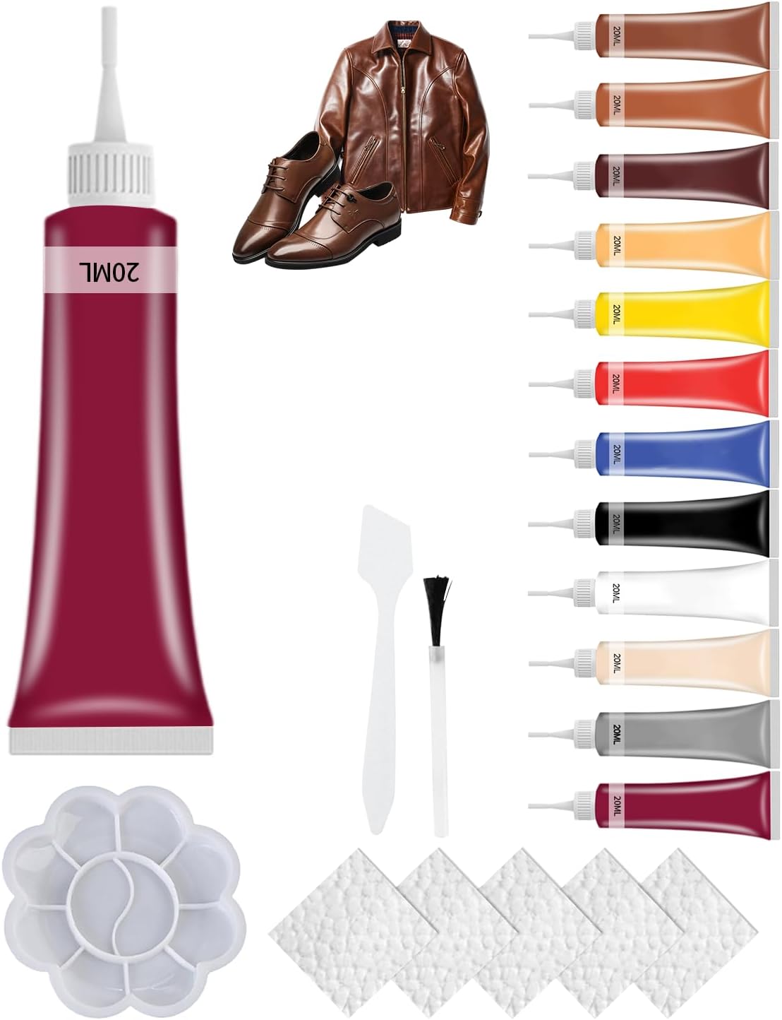 Advanced Leather Repair Gel, 2025 New Leather Repair Coloured Cream Gel, Upgrade Professional Leather Repair Kit for Car Seat Vinyl Repair Kit, Multifunctional Couch and Jacket Repair Kit (Dark Red)