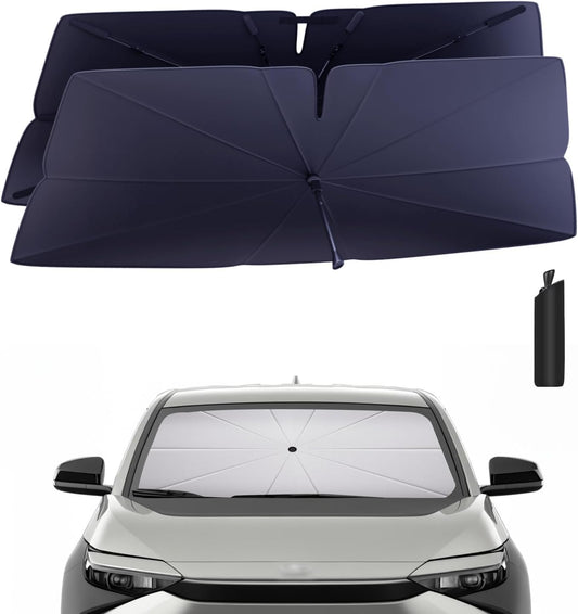 Windshield Sun Shade Umbrella for 2023-2025 Toyota bZ4X Accessories: Custom Fit 240T Silver, Double Thickened, Foldable Sunshade Front Window Sun Visor, Ultimate 99% UV Blocking for XLE/FWD/AWD