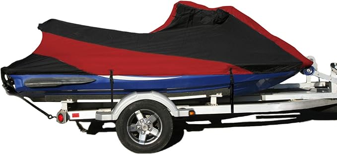 SavvyCraft Yamaha SUV WaveRunner Custom Fit Heavy-Duty All Weather Trailerable Jetski PWC Cover 1999-2004 Burgundy/Black Two Tones