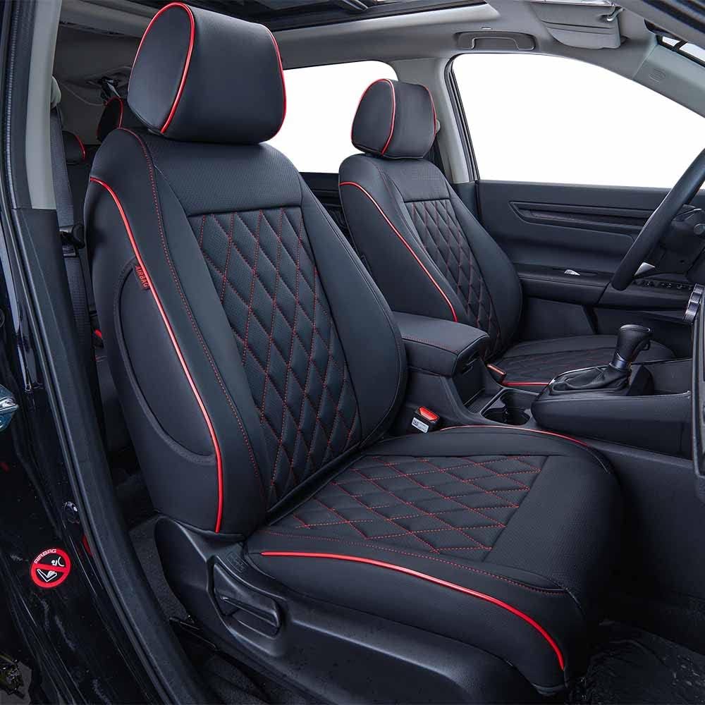EKR Sportage Seat Covers Custom Fit for KIA Sportage EX,X-Line,SX,SX Prestige,X-pro,X-pro Prestige 2023 2024 2025 2026 Leather Car Seat Cover Full Set - Faux Leather (Black with Red Piping)