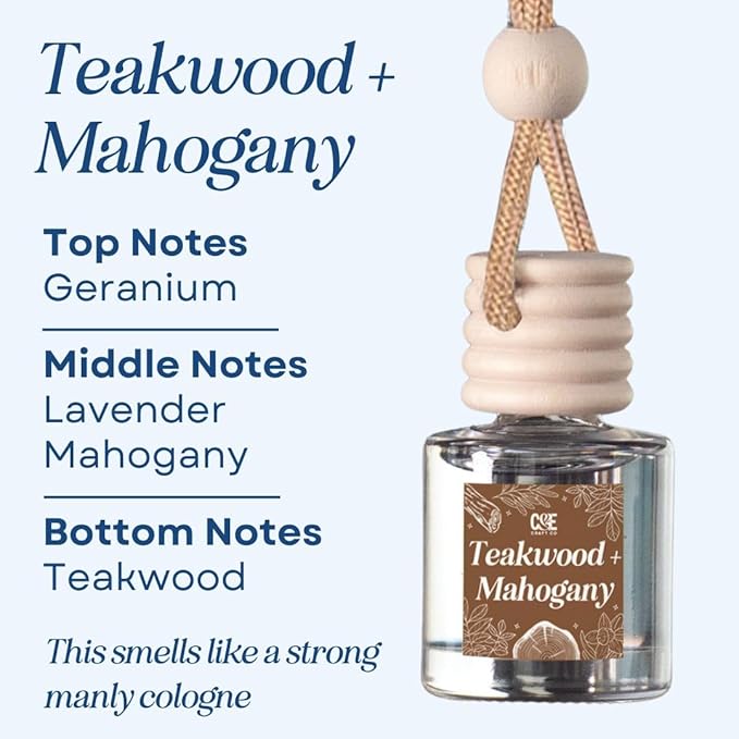 CANDECraftCo Car Air Hanging Fragrance Oil, Car Auto Freshener for Essential Oils, Scents Fragrance Aromatherapy Automobile Diffuser, Long Lasting (Apple & Mahogany + Teawkood & Mahogany)