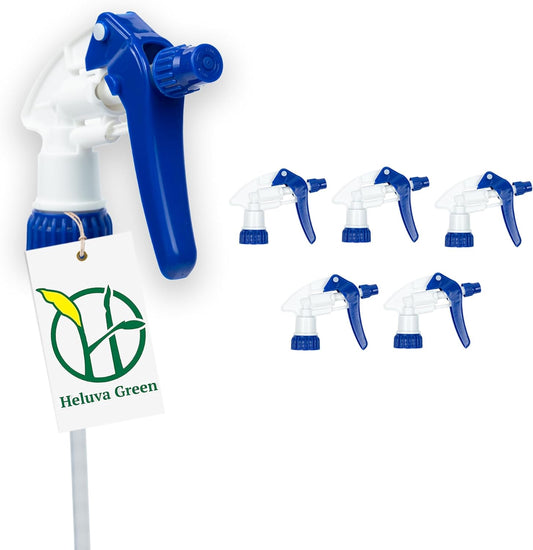 Spray Bottle Nozzle Replacement, Bottle Tops Only - Sprayer Nozzle Triggers for Heavy Duty, Commercial, Home Cleaning Solutions - Fits 8,16,24,32 oz Plastic & Glass Bottles, Blue 6 pack