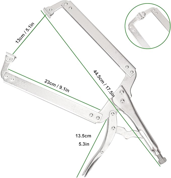 4 Pack 18 Inch C-Clamp Locking Pliers with Swivel Pads, Heavy Duty, Adjustable Vise Grip C Clamps for Woodworking and Home Improvement
