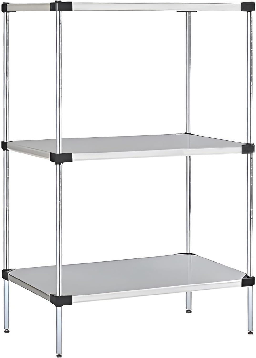 Omega Solid Stainless Steel Shelves, 14" Deep x 72" Wide x 34" High 3 Tier Heavy Duty Solid Shelving Unit for Kitchen Garage Office Restaurant Warehouse 800-lb Per Shelf Weight Capacity