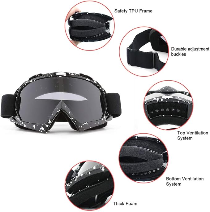SPOSUNE Dirt Bike ATV Goggles UV400 Motorcycle Goggles for Men Women Youth Motocross Riding Goggles Windproof Dustproof