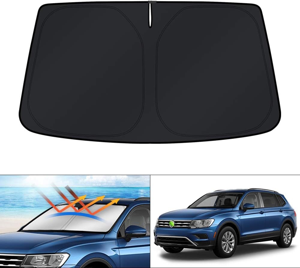 KUST Windshield Sun Shade for Volkswagen VW Tiguan 2018-2023 2024 Window Shade Foldable Sun Visor Protector Blocks UV Rays Keep Your Car Cooler