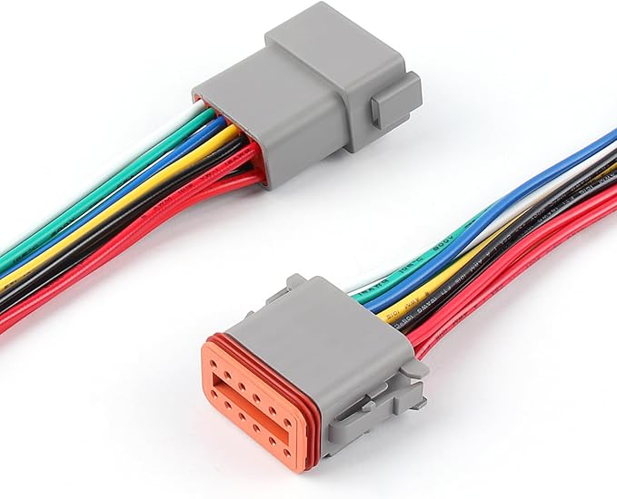 Newdeli Deutsch 12 Pin Connector Kit Waterproof Electrical Connector 16 AWG Male and Female Automotive Wire Connectors for Car Truck Boat, Dt Connector 1 Sets