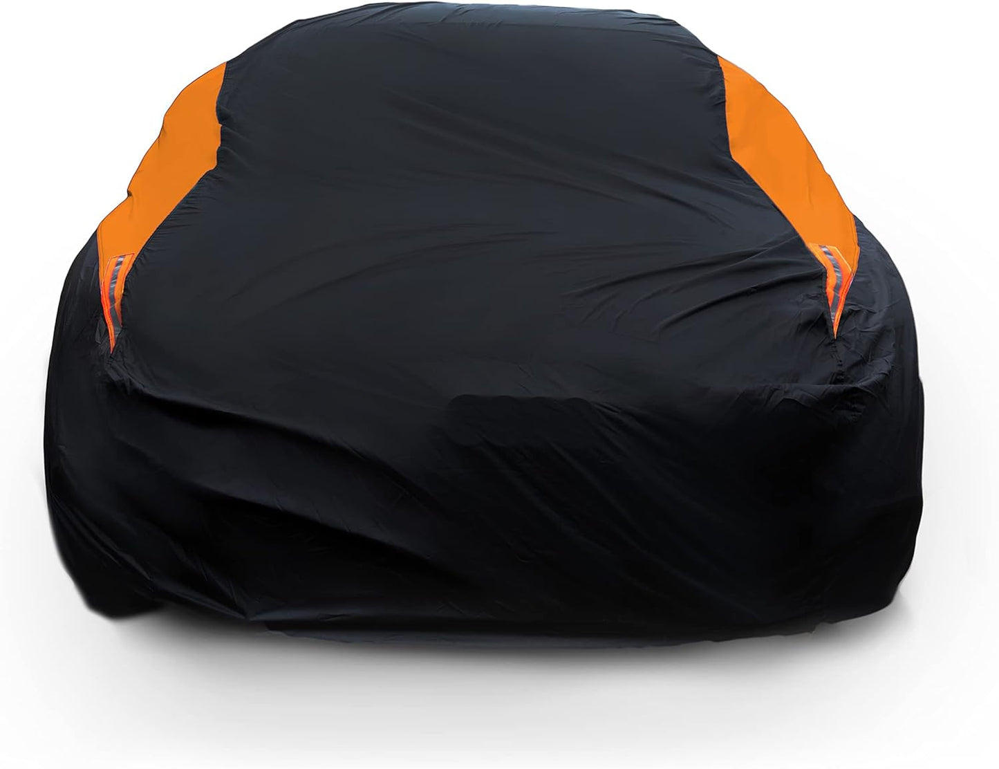 MORNYRAY Waterproof All Weather Snowproof UV Protection Windproof Outdoor Full car Cover, Universal Fit for Sedan (Fit Sedan Length 194-206 inch, Orange)