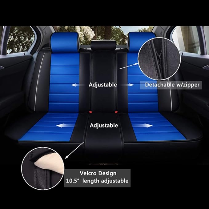 otoez Leather Car Seat Covers Full Set 5 Seats Faux Leatherette Automotive Seat Covers Universal Fit for Most Sedan SUV Truck Waterproof Vehicle Cushion Cover Protector (with Pillows)