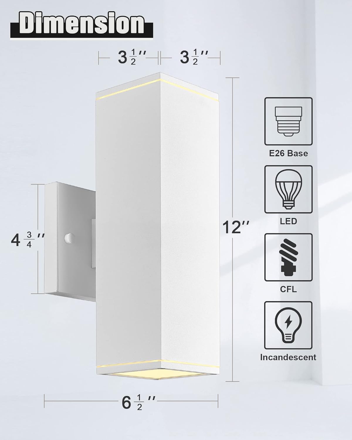 Ken & Ricky Outdoor Wall Sconces, Modern Up and Down Outdoor Light Fixture, Square Exterior Light Fixture with Sanded White Finish - 1 Pack