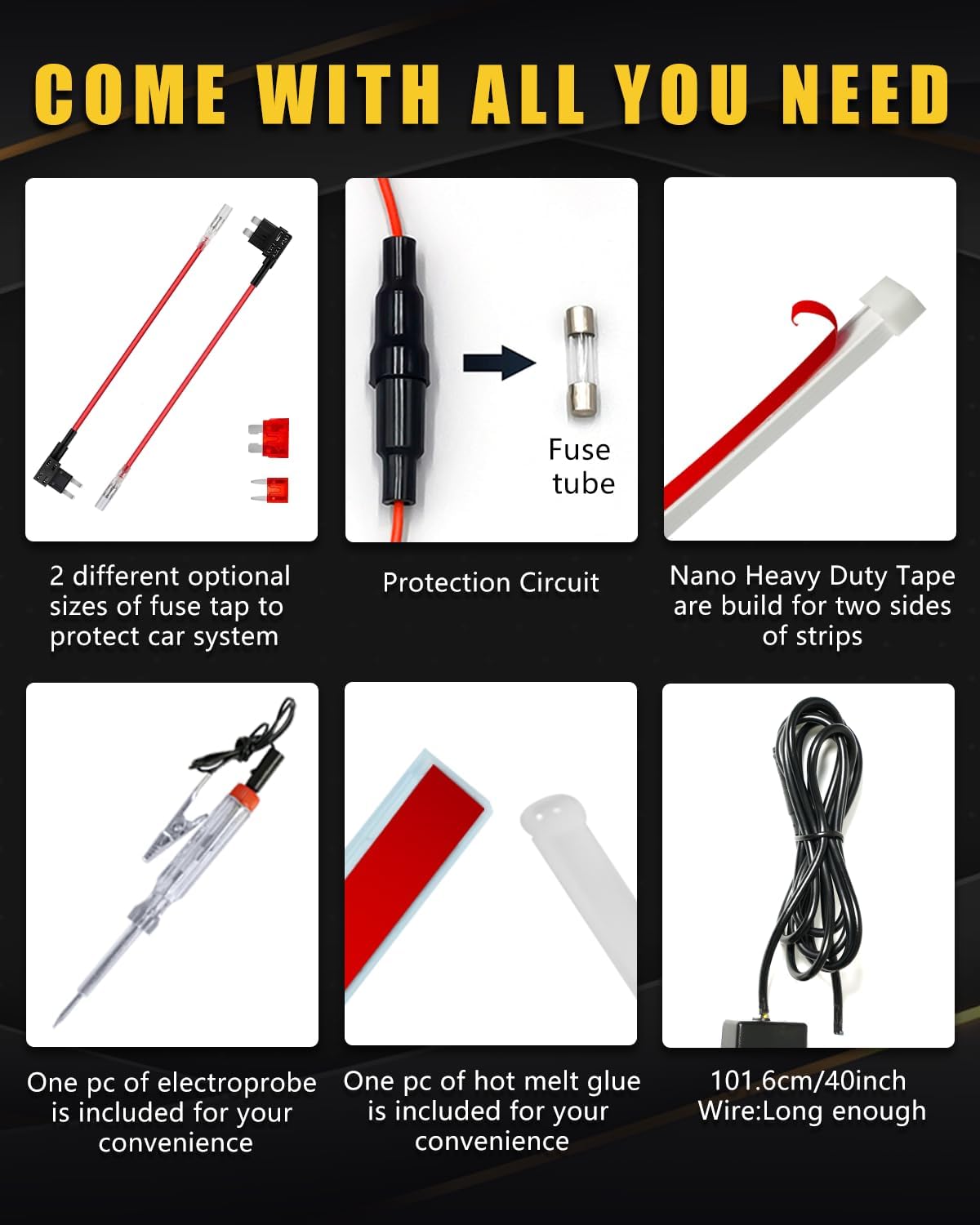 YM E-Bright Led Hood Light Strip Flexible Waterproof Dynamic Scan Start Up Hoodbeam Kit DRL Daytime Running Lights Exterior Led Lights for Cars,Truck,SUV,12V White 240CM/94inch,1 Set