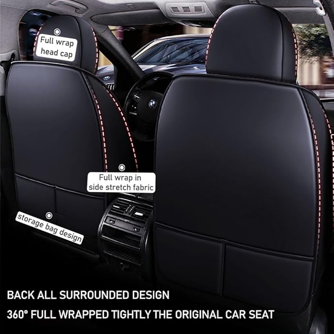 for Toyota RAV4 2008-2025 Car Seat Covers, Full Coverage Customized Seat Covers Premium Leather Waterproof Stain-Resistant Easy to Install (Front Set, Black)