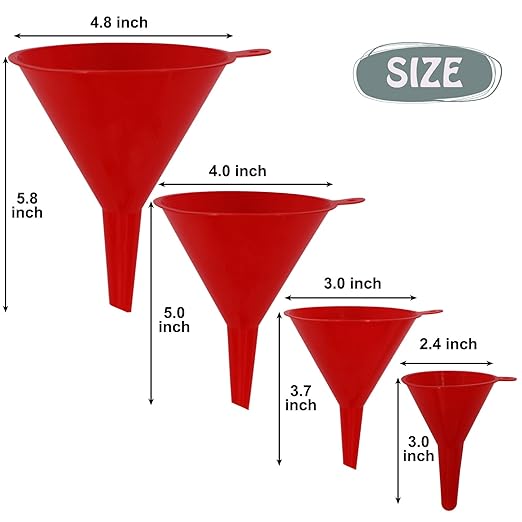 Plastic Oil Funnels for Automotive Use Set of 5, Large Flexible Fuel Funnel with Hose for Gas Transfer, Gasoline Funnels for Cars Boat Canning and Bottle