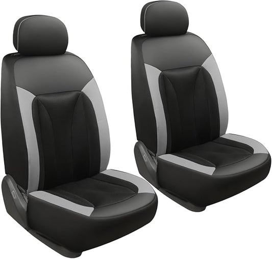 GIANT PANDA Fit Subaru Outback Forester Crosstrek Legacy Impreza Front Car Seat Cover, 3D Air Mesh Breathable Seat Protector（Grey+Black2-Pack）