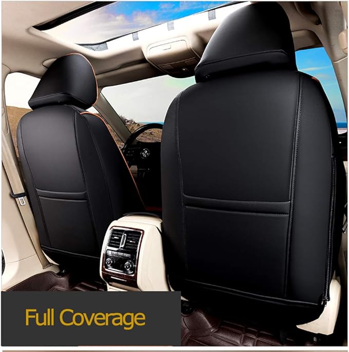 EKR Rav4 Seat Covers Custom Fit for Toyota Rav4 XLE,Platinum,Limited 2013-2018 & SE 2016-2018, Leather Truck Seat Cover Full Set for SUV,Faux Leather(Black with Red Trim)