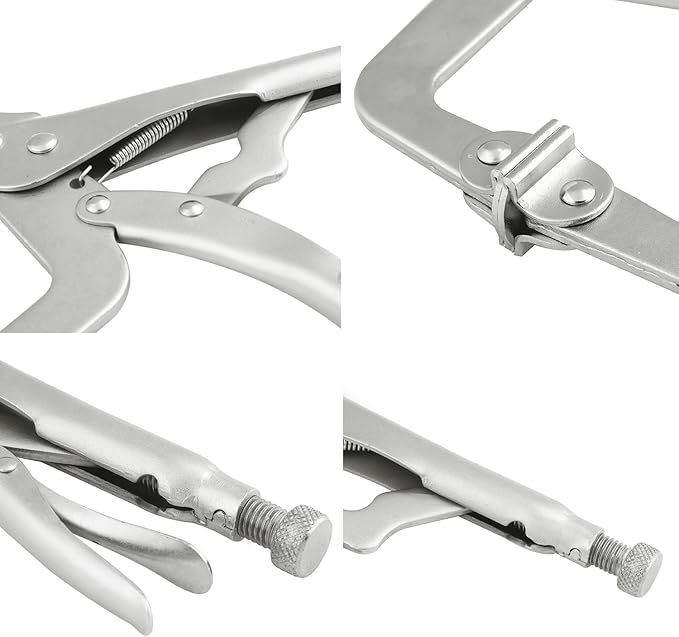 4 Pack 11 Inch C Clamp Locking Pliers,Locking C Clamp, Adjustable Nickel Plated C Pliers For Wood Working, Welding, Electrician Maintenance and more, by GENHAKON