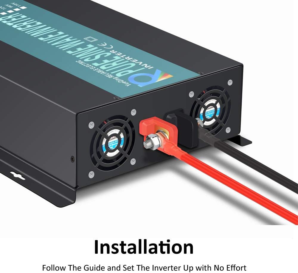 WZRELB 3000W 12V Pure Sine Wave Solar Power Inverter DC AC Converter (RBP300012W),Black