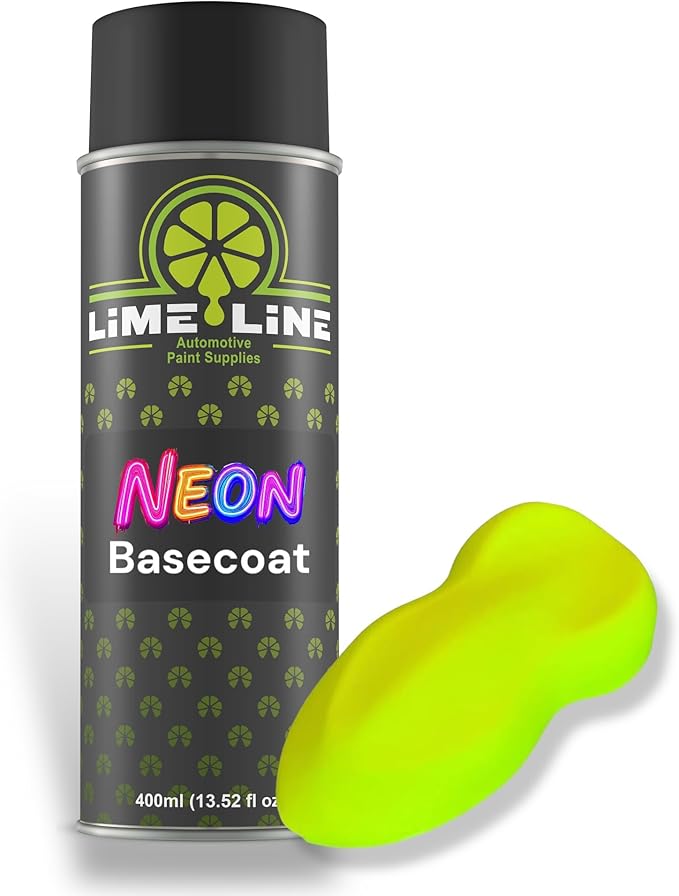 LiME LiNE Premium Automotive Basecoat Aerosol Spray Paint - Fast Drying- Custom Paint, Must Be Clearcoated! (Neon Yellow)