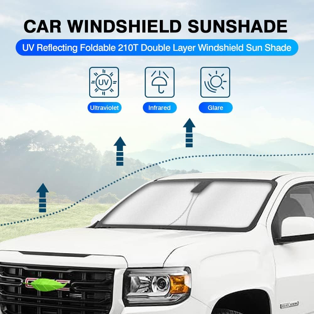 KUST Windshield Sun Shade for GMC Canyon/Chevy Colorado 2015-2022 Window Sunshade Sun Visor Protector Foldable Blocks UV Rays Keep Your Car Cooler