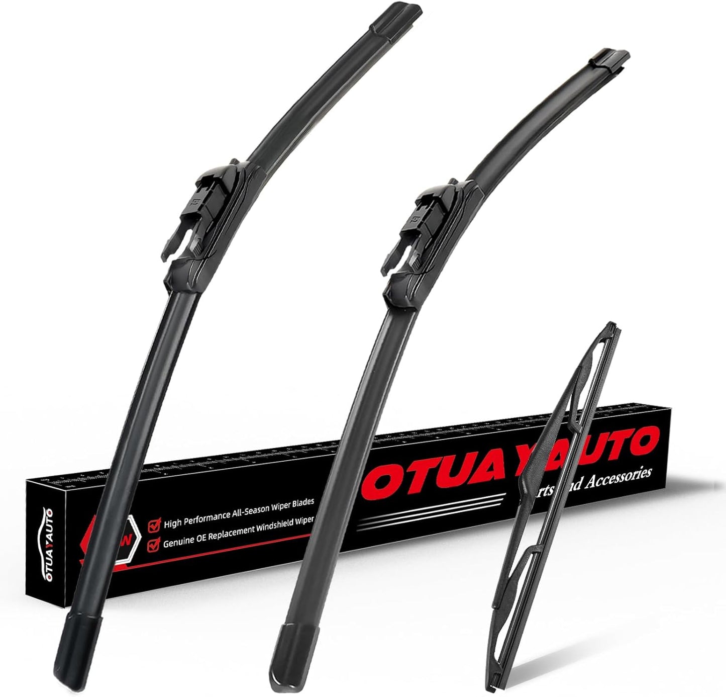 OTUAYAUTO Premium Windshield Wiper Blades - Replacement for Ford Focus 2012-2018 - Precision Fit, All-Weather Performance, Front and Rear Wiper Blades, Pinch Tab - 28"+28"+12" (Pack of 3)